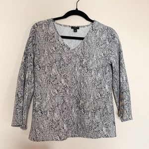 Ann Taylor Factory Black and White Snake Print Blouse